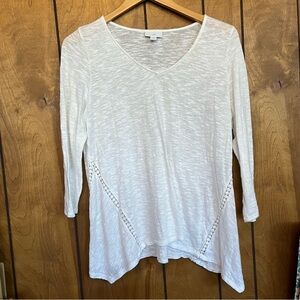 J Jill white v-neck linen top